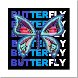 blue butterfly Posters and Art